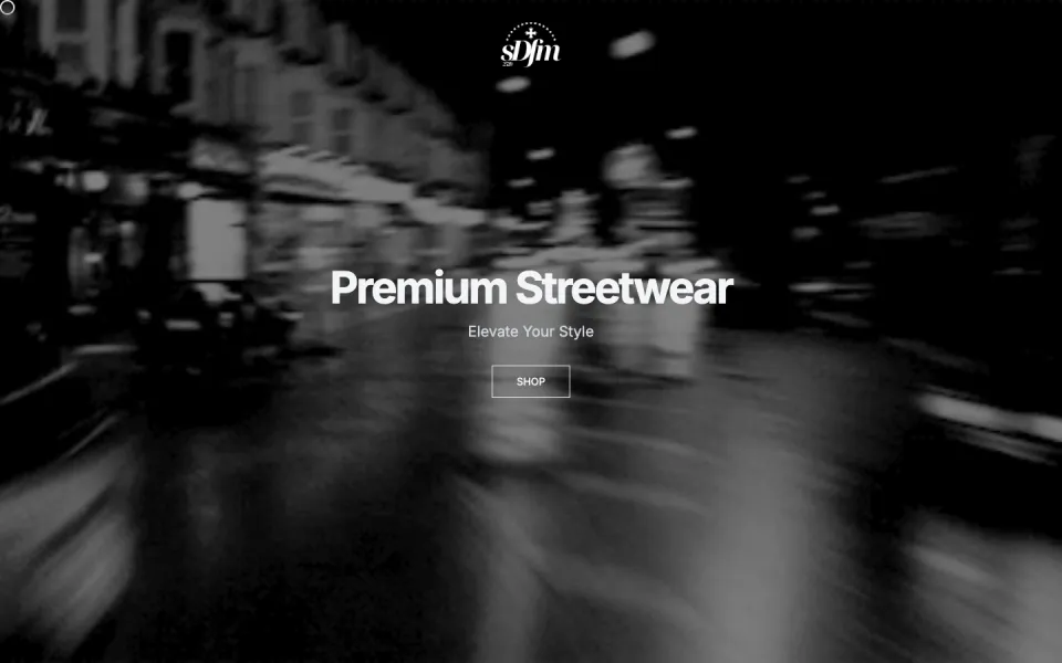 Screenshot of the Hoodie Store template: monochrome streetwear.