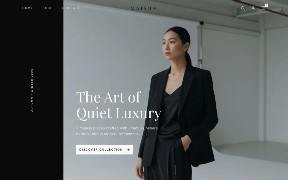 Screenshot of the Premium Luxury E-commerce Template template: quiet-luxury fashion.