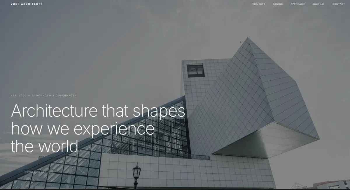 Screenshot of the Minimal Architecture Firm template: quiet editorial, lots of air.
